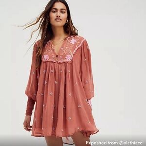 Free People Bali Golden Sun Embellished Mini Dress- Size M